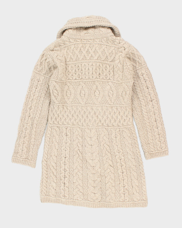 Vintage Aran Crafts Merino Wool Zip-up Knit Cardigan - XS