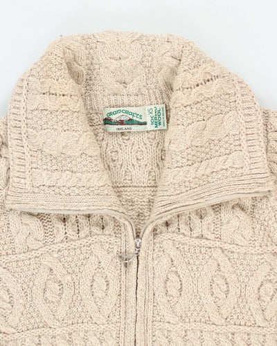 Vintage Aran Crafts Merino Wool Zip-up Knit Cardigan - XS