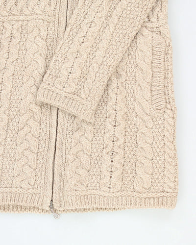 Vintage Aran Crafts Merino Wool Zip-up Knit Cardigan - XS