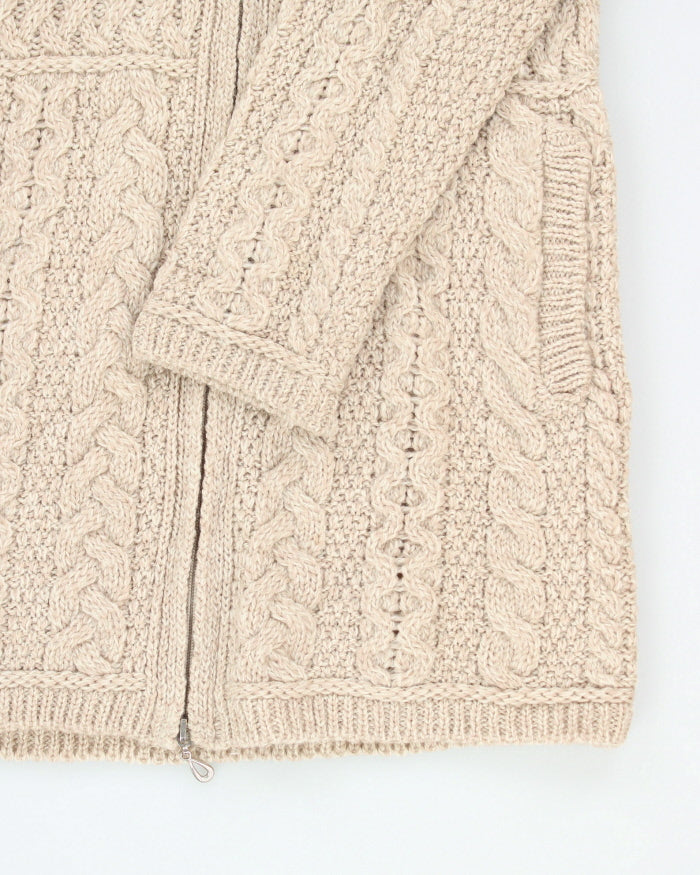 Vintage Aran Crafts Merino Wool Zip-up Knit Cardigan - XS