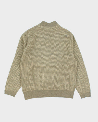 Vintage Pierre Cardin Green Pattern Knit Jumper - M