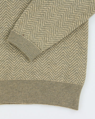 Vintage Pierre Cardin Green Pattern Knit Jumper - M