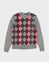 Vintage Bossini Argyle Wool Knit Jumper - M