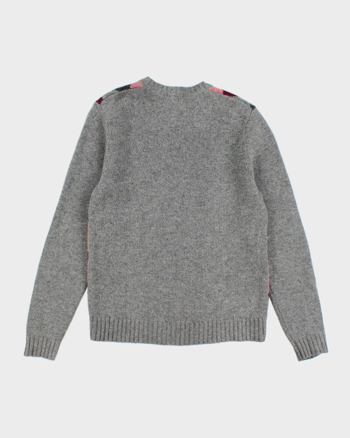 Vintage Bossini Argyle Wool Knit Jumper - M
