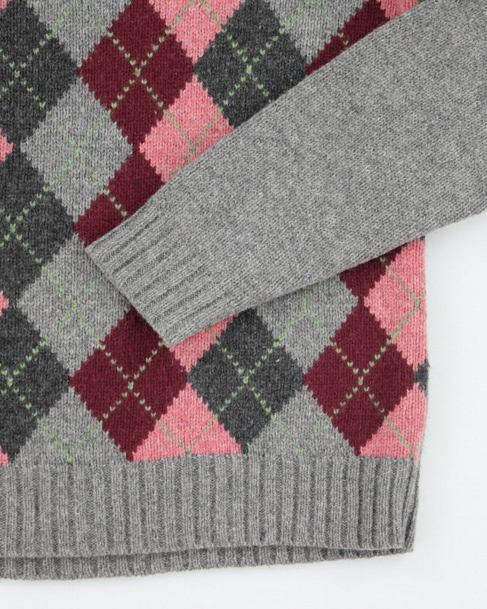 Vintage Bossini Argyle Wool Knit Jumper - M