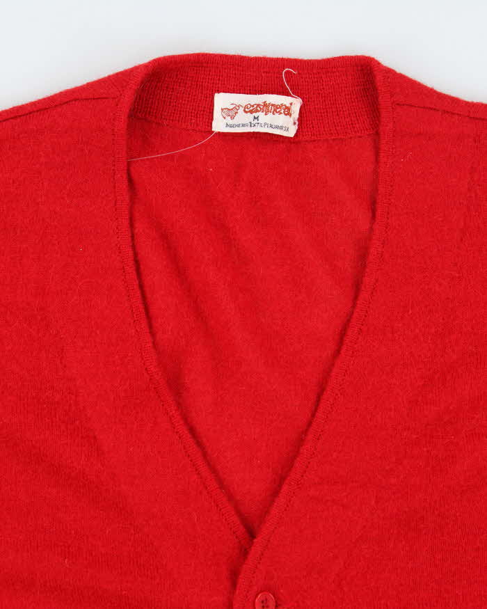 Vintage Red Cashmere Cardigan - M