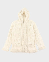 Vintage Buffalo Wool Chunky Zip-Up Hooded Cardigan - L