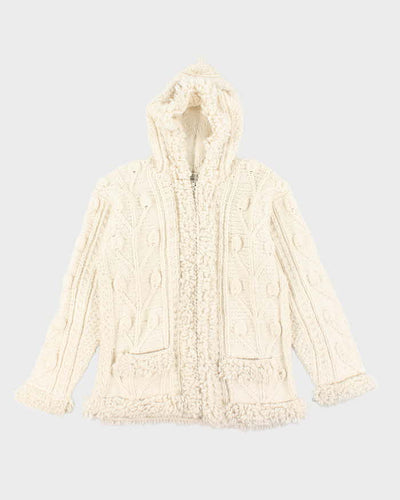 Vintage Buffalo Wool Chunky Zip-Up Hooded Cardigan - L