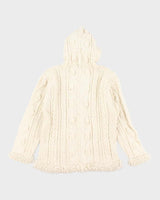 Vintage Buffalo Wool Chunky Zip-Up Hooded Cardigan - L