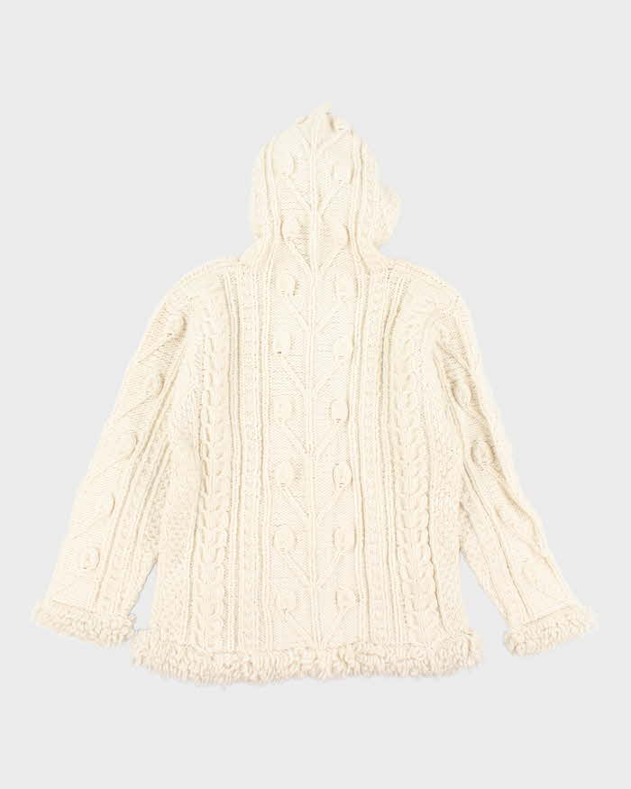 Vintage Buffalo Wool Chunky Zip-Up Hooded Cardigan - L