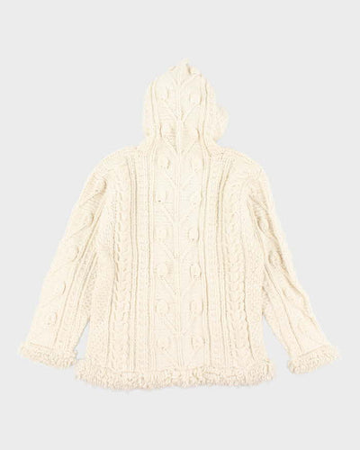 Vintage Buffalo Wool Chunky Zip-Up Hooded Cardigan - L