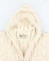Vintage Buffalo Wool Chunky Zip-Up Hooded Cardigan - L