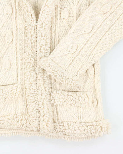 Vintage Buffalo Wool Chunky Zip-Up Hooded Cardigan - L