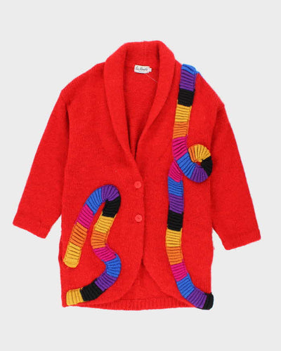 Vintage La Monte Red Chunky Knit Cardigan - S