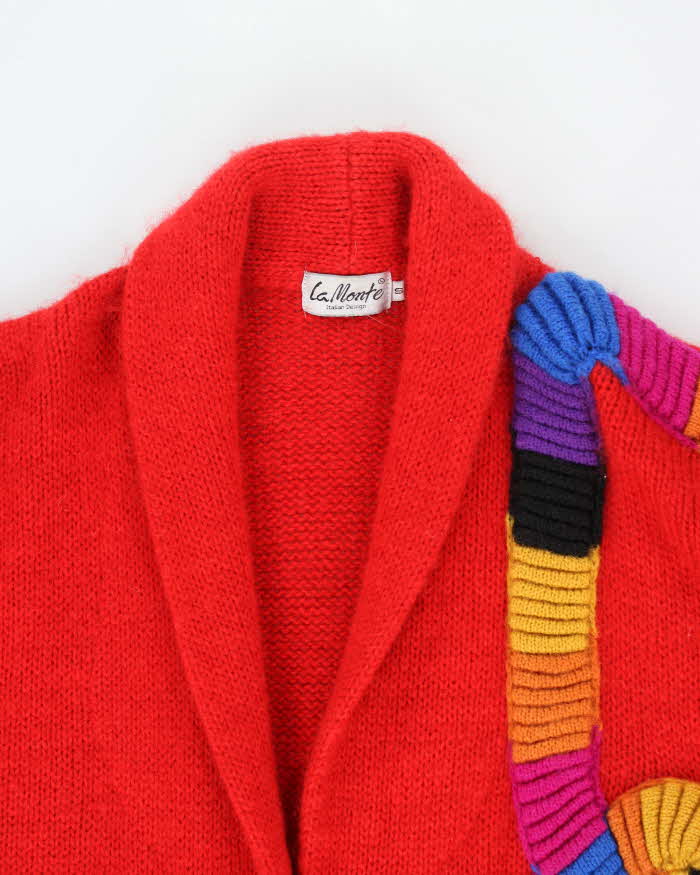 Vintage La Monte Red Chunky Knit Cardigan - S