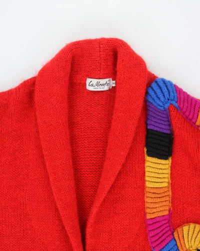 Vintage La Monte Red Chunky Knit Cardigan - S