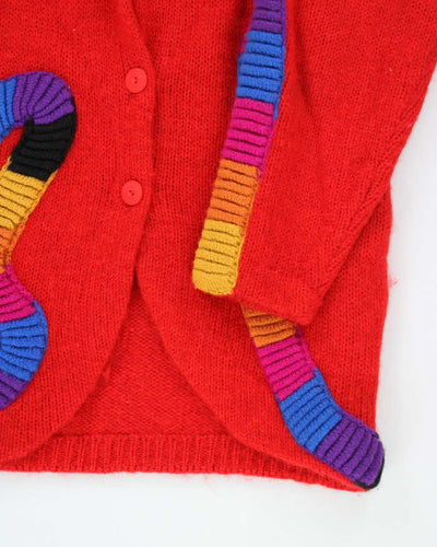 Vintage La Monte Red Chunky Knit Cardigan - S