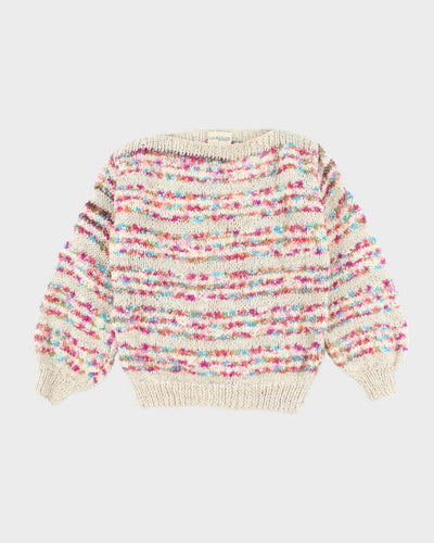 Vintage Wool Blend Slash Neck Knit Jumper - M