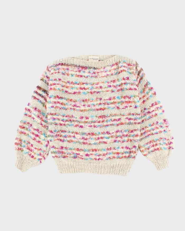 Vintage Wool Blend Slash Neck Knit Jumper - M