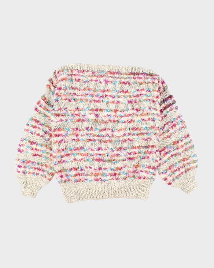 Vintage Wool Blend Slash Neck Knit Jumper - M