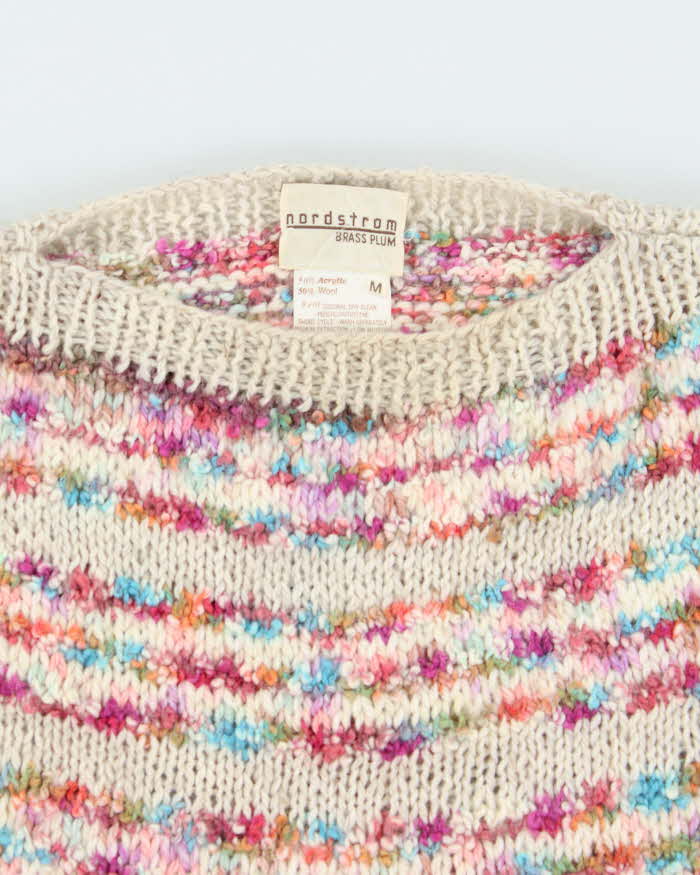 Vintage Wool Blend Slash Neck Knit Jumper - M