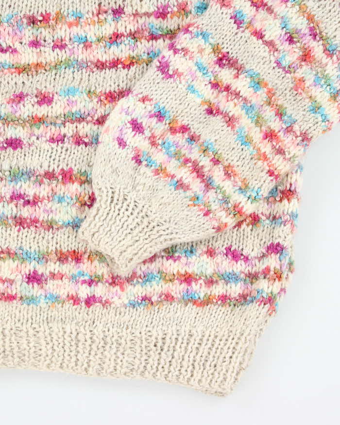 Vintage Wool Blend Slash Neck Knit Jumper - M