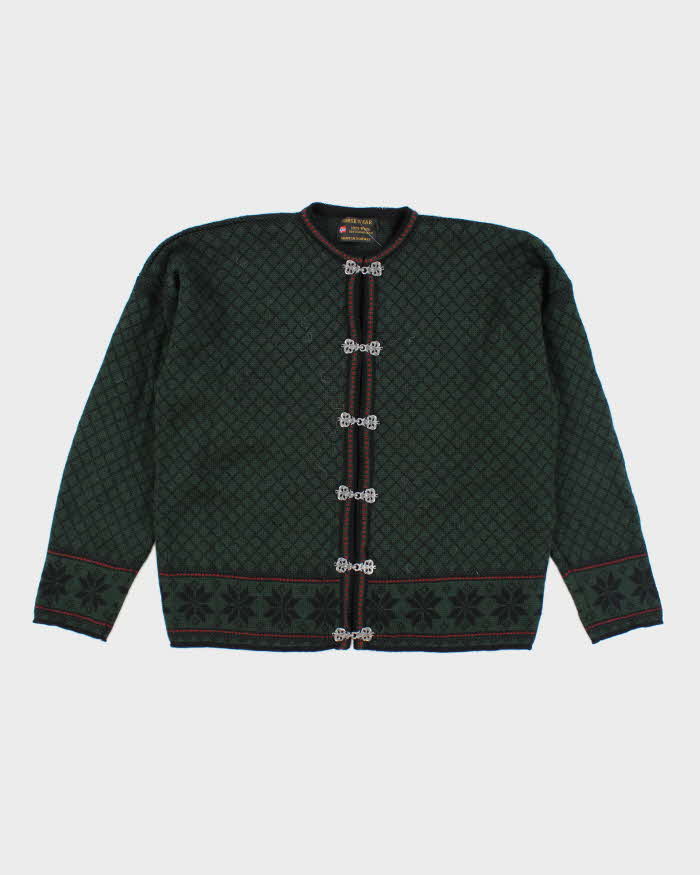 Vintage 80's Norsk Wear Clasp Close Wool Knit Cardigan - L