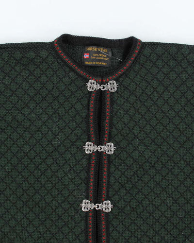 Vintage 80's Norsk Wear Clasp Close Wool Knit Cardigan - L
