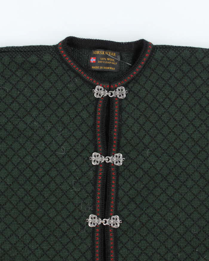 Vintage 80's Norsk Wear Clasp Close Wool Knit Cardigan - L