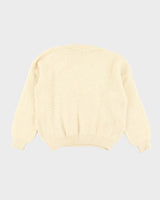 Vintage 80's Heavyweight Pure Wool Cable Chunky Knit Jumper - L