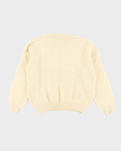 Vintage 80's Heavyweight Pure Wool Cable Chunky Knit Jumper - L