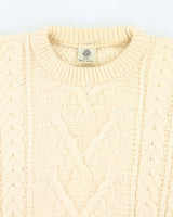 Vintage 80's Heavyweight Pure Wool Cable Chunky Knit Jumper - L