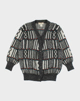 Vintage 80's Women's Mr Jax Patterned Wool Blend Knit Cardigan - M