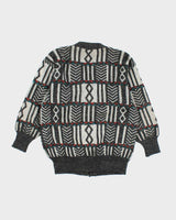 Vintage 80's Women's Mr Jax Patterned Wool Blend Knit Cardigan - M