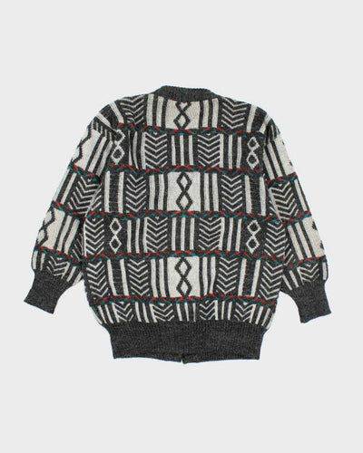 Vintage 80's Women's Mr Jax Patterned Wool Blend Knit Cardigan - M