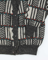 Vintage 80's Women's Mr Jax Patterned Wool Blend Knit Cardigan - M