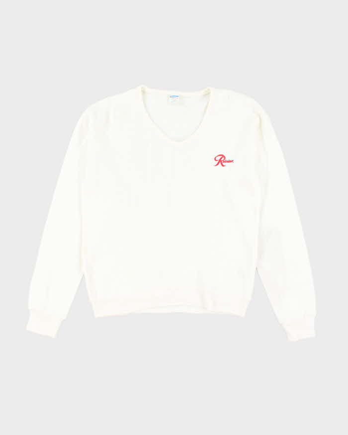 Vintage 70's Women's Champion Lightweight Knitted V-Neck Jumper - M