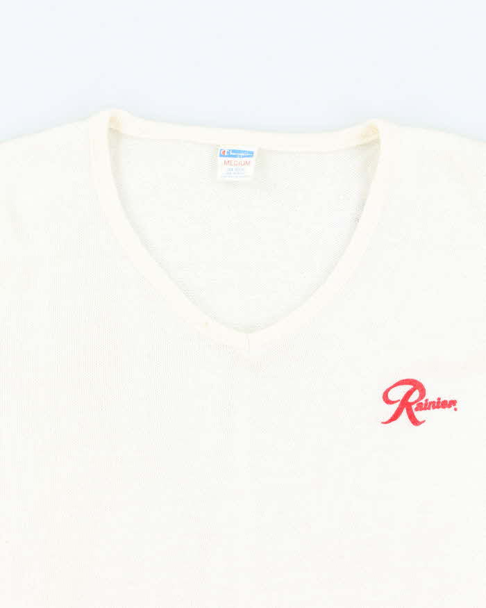 Vintage 70's Women's Champion Lightweight Knitted V-Neck Jumper - M
