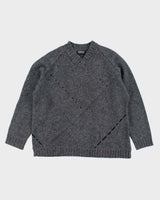DKNY Grey Wool V-Neck Jumper - XL