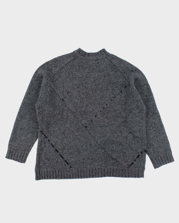 DKNY Grey Wool V-Neck Jumper - XL