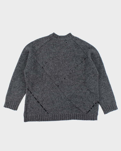 DKNY Grey Wool V-Neck Jumper - XL