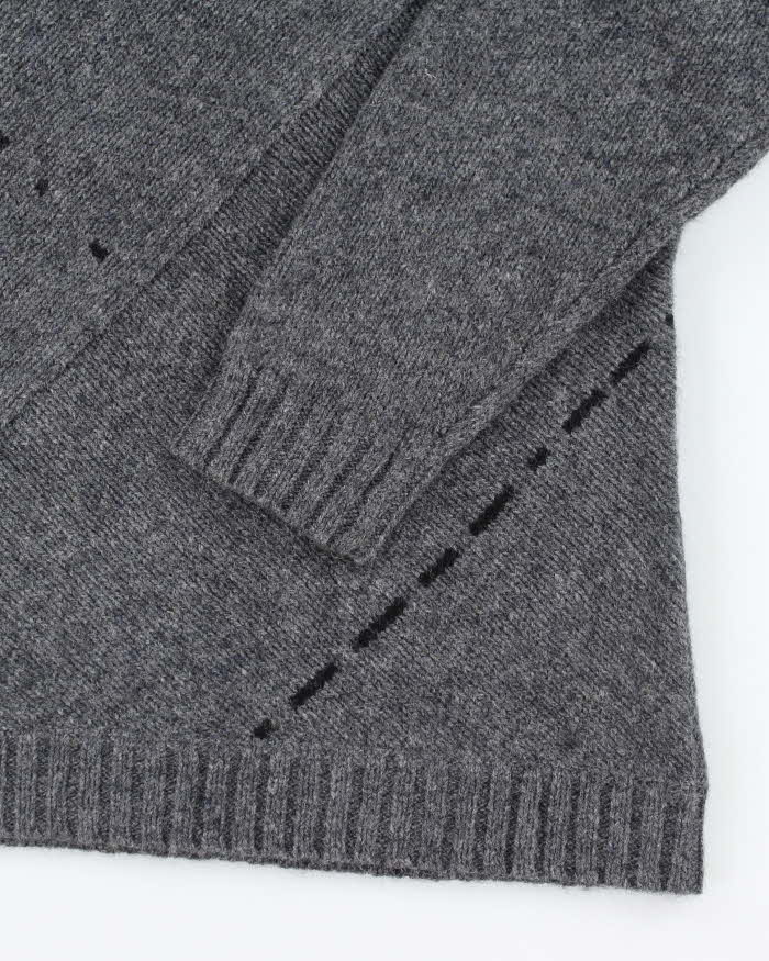 DKNY Grey Wool V-Neck Jumper - XL