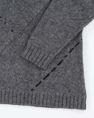 DKNY Grey Wool V-Neck Jumper - XL