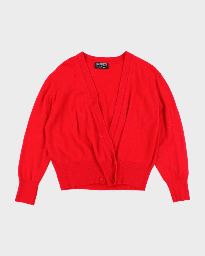 Vintage 90s Wool Blend Red Cardigan - L