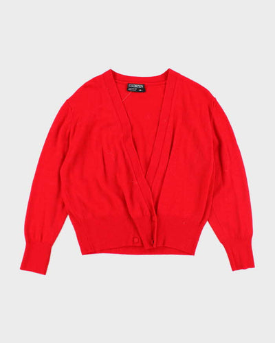 Vintage 90s Wool Blend Red Cardigan - L