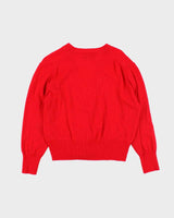 Vintage 90s Wool Blend Red Cardigan - L