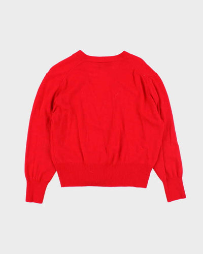 Vintage 90s Wool Blend Red Cardigan - L