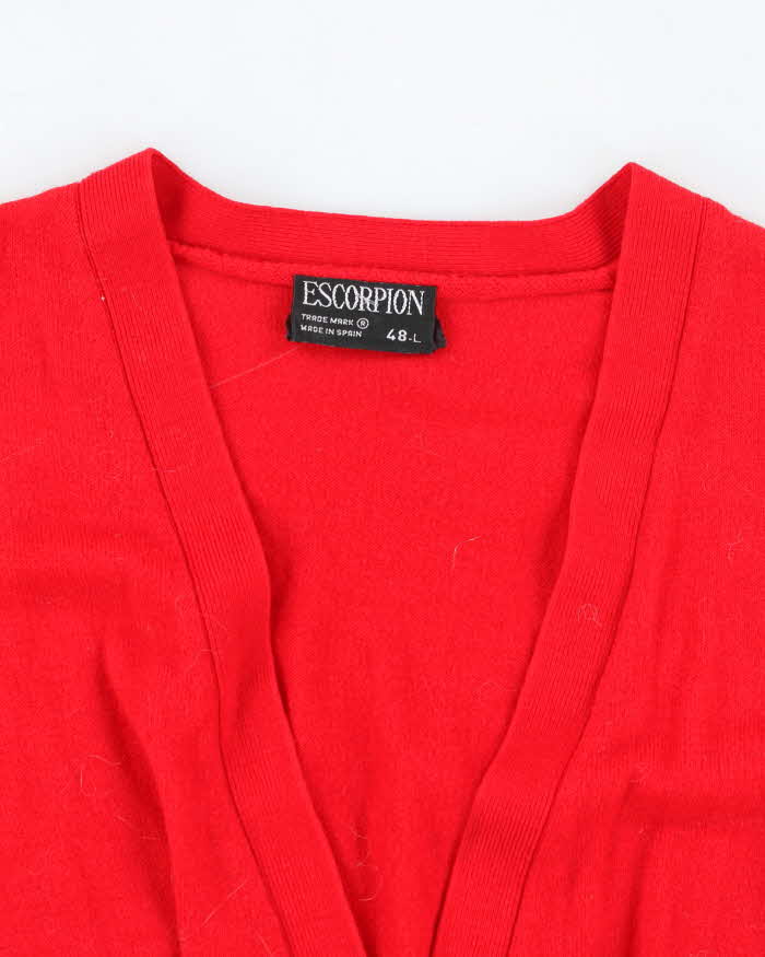 Vintage 90s Wool Blend Red Cardigan - L