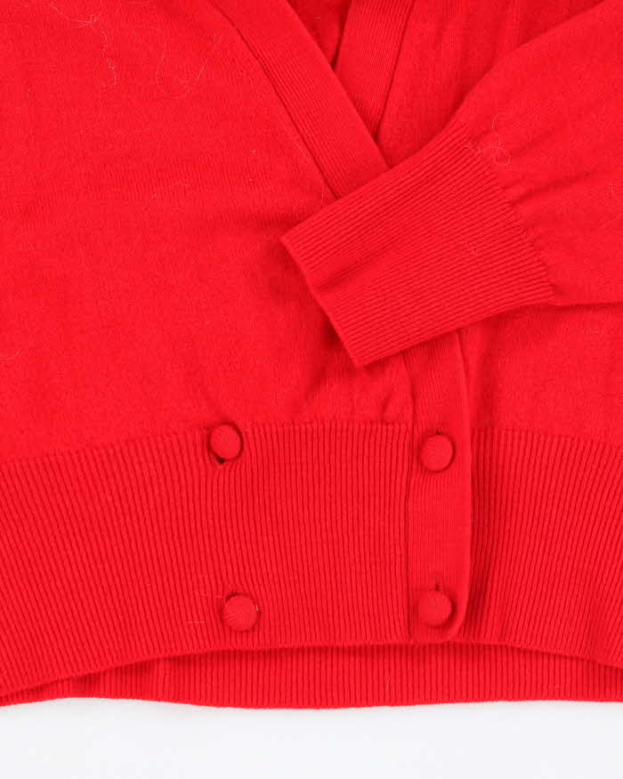 Vintage 90s Wool Blend Red Cardigan - L