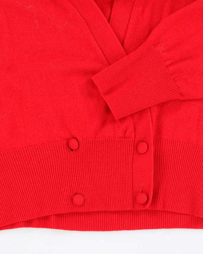Vintage 90s Wool Blend Red Cardigan - L